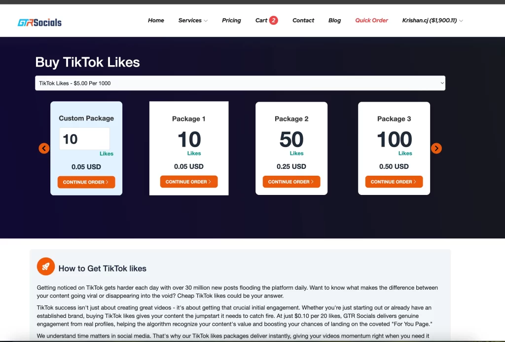 buy tiktok like gtrsocials